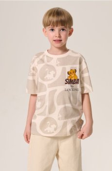 Бавовняна футболка з принтом The Lion King - кремовий