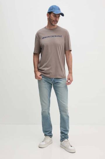 Хлопковая футболка Armani Exchange мужская цвет зелёный с принтом 6DZTBD ZJ3VZ Хлопковая футболка Armani Exchange мужская цвет зелёный с принтом 6DZTBD ZJ3VZ