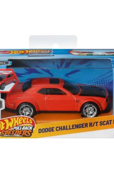 Инерционная автомодель Hot Wheels Pull-Back Speeders Dodge Challenger R/T, красный, от 3 лет, 8*16*8 см (HPR70)