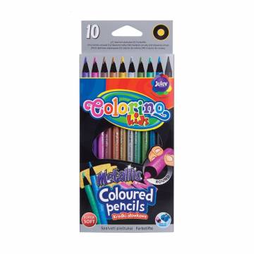 Набор круглых цветных карандашей Colorino Kids Metallic, 10 цветов, от 3 лет (34678PTR) Набор круглых цветных карандашей Colorino Kids Metallic, 10 цветов, от 3 лет (34678PTR)