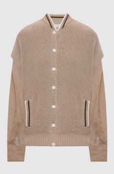 Бежевый кардиган двойной конструкции