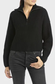 Женская черная шерстяная кофта Черный M Replay DK3315.000.G22726