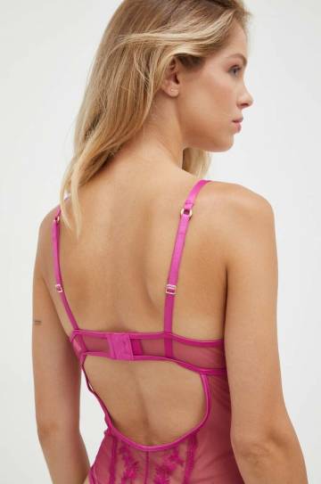 Боди Guess цвет бежевый прозрачное однотонный Боди Guess цвет бежевый прозрачное однотонный