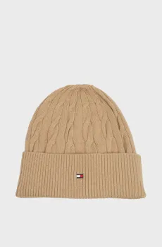 Мужская бежевая шерстяная шапка FLAG CABLE Бежевый ONESIZE Tommy Hilfiger AM0AM13588