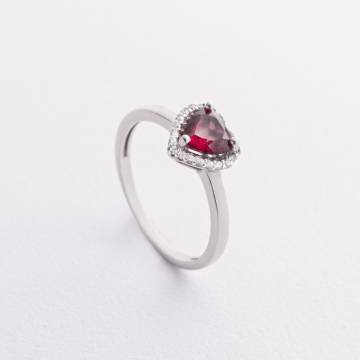 Серебряное кольцо "Сердечко" с рубином и фианитами 1857/1p-HRUB Серебряное кольцо "Сердечко" с рубином и фианитами 1857/1p-HRUB