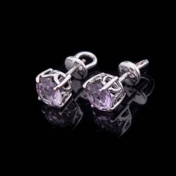 Золотые серьги-гвоздики с аметистом с5333 Золотые серьги-гвоздики с аметистом с5333