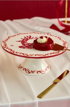 Святкова керамічна підставка на ніжці з мотивом оленя - білий