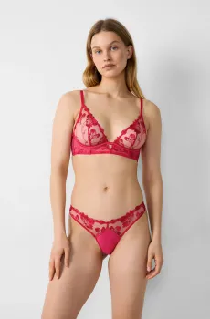 Женские малиновые трусики-стринги FRAGRANCE Малиновый M Etam 6551010