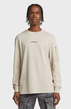 Мужской бежевый лонгслив Checquard Бежевый S G-Star RAW D26033,D965