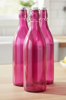 1ST TIME Transparent Set Of 3 Glass Water Bottle - 1000 ml Each