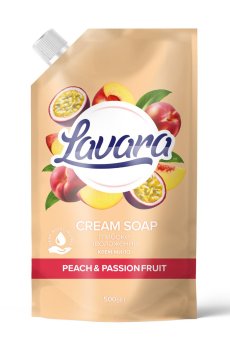 Крем-мыло Lavara Peach & Passion Fruit Cream Soap Персик-маракуя, 500 г (дой-пак)