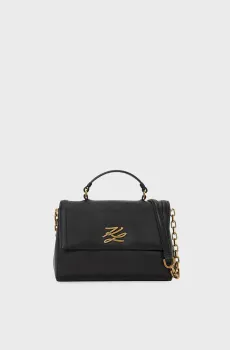 Женская черная кожаная сумка AUTOGRAPH TOP HANDLE CB Черный ONESIZE Karl Lagerfeld A1W30170