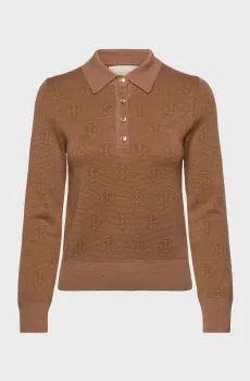 Женское бежевое шерстяное поло MONOGRAM Бежевый M Gant 4805400