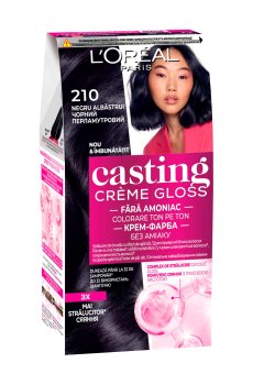 Безаммиачная краска для волос LOreal Paris Casting Creme Gloss 210 Черный перламутровый, 180 мл