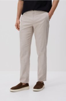 Reserved - Штани чінос з льону вузькі - бежевий - YV371-08M