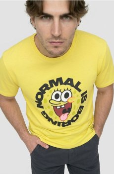 Бавовняна футболка з принтом SpongeBob - світло-жовтий