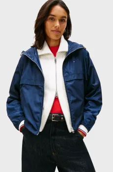 Женская темно-синяя ветровка FLAG AOP Синий XXS Tommy Hilfiger WW0WW48001
