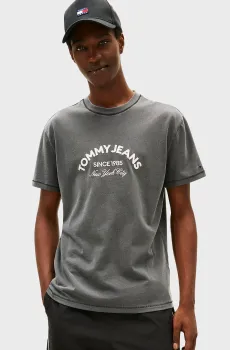 Мужская серая футболка REG CENTER Серый L Tommy Jeans DM0DM22328