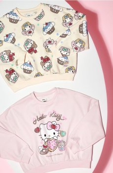 Бавовняні світшоти з принтом 2 pack Hello Kitty - кремовий