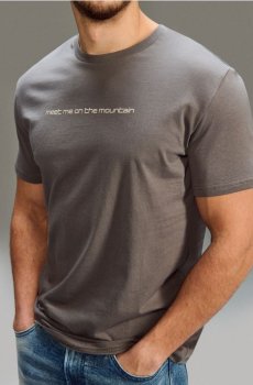 Бавовняна футболка з написом - темно-сірий