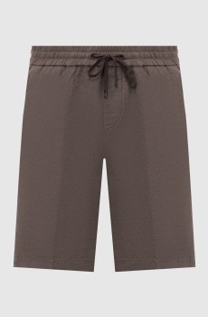 Коричневые шорты из льна с нашивкой логотипа