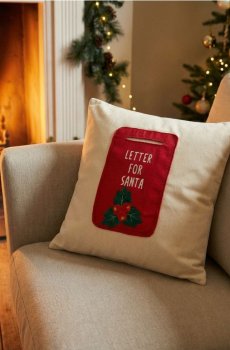 Наволочка з різдвяним принтом - кремовий