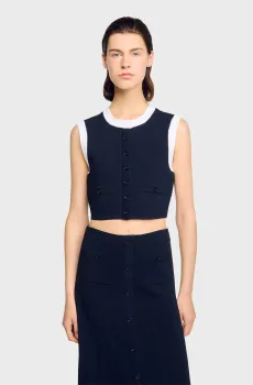 Женский темно-синий жилет Синий XS Sandro SFPPU02636_Navy Blue