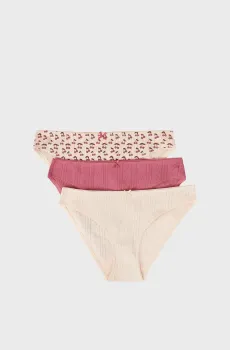 Женские розовые трусики-слипы (3 шт) JOLLY Розовый XS Etam 6556733