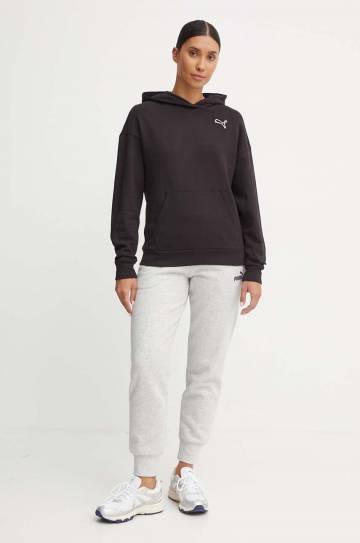 Хлопковая кофта Puma женская цвет чёрный с капюшоном однотонная 676804 Хлопковая кофта Puma женская цвет чёрный с капюшоном однотонная 676804