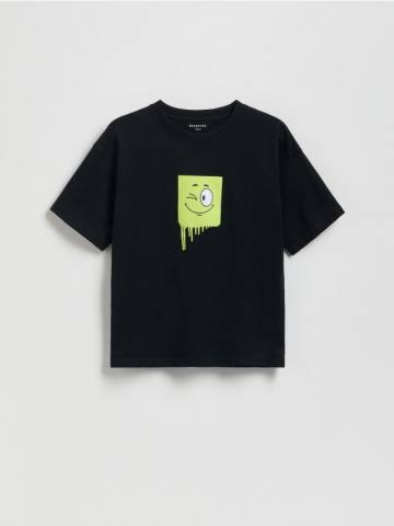 Reserved - Бавовняна футболка basic - чорний - 945EG-99X