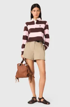 Женское поло в полоску Разноцветный 36 MAJE MFPSW00212_Brown-Pink