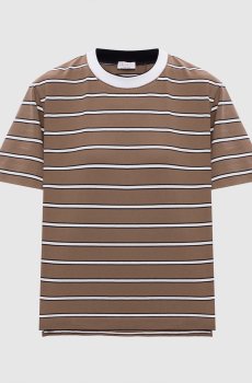 Коричневая футболка в полоску с цепочкой мониль