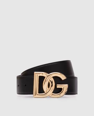 Черный кожаный ремень с логотипом