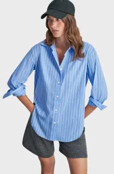 Женская голубая рубашка в полоску Голубой XXS DKNY D2G4A169