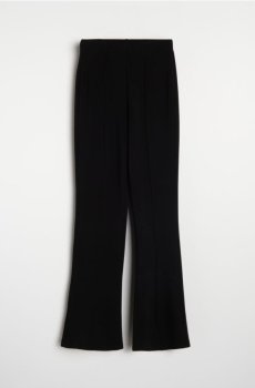В’язані розкльошені штани з декоративними швами - чорний