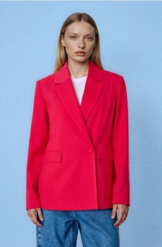 Однобортний жакет - яскраво-рожевий