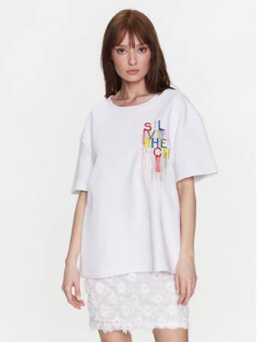 Silvian Heach Футболка GPP23037FE Білий Relaxed Fit Silvian Heach Футболка GPP23037FE Білий Relaxed Fit