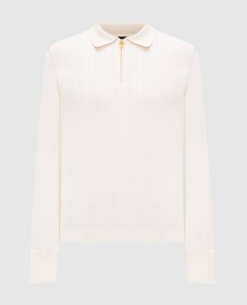 Бежевое поло с кашемиром и шелком в узор