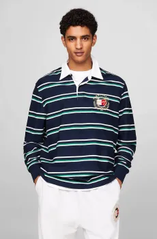 Мужское темно-синее поло в полоску TJM PREP STRIPE EXPLORER RUGBY Синий L Tommy Jeans DM0DM19509