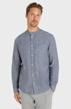 Мужская синяя рубашка TJM REG MAO LINEN BLEND Синий S Tommy Jeans DM0DM18964
