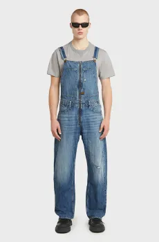 Мужской синий джинсовый комбинезон Dungaree 3D Loose Синий L G-Star RAW D26447,D536