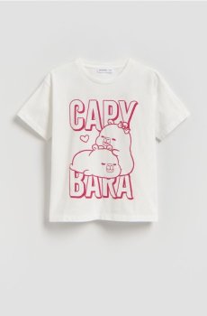 Reserved - Футболка Capybara CapyFun - кремовий - 996HT-01X