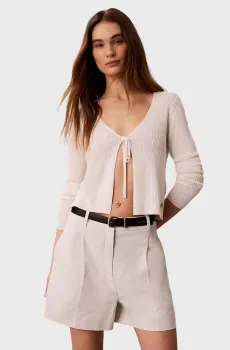 Женские бежевые льняные шорты ENTRY PP Бежевый 2 Calvin Klein Jeans LV047F632G