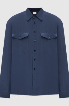 Синяя рубашка с шелком