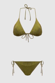 Зеленый купальник MALIBU с кристаллами