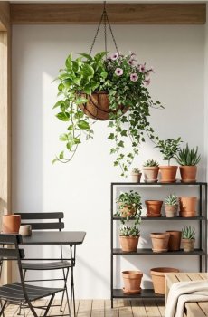 Підвісний садовий вазон - чорний