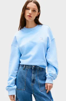 Женский голубой свитшот BXY BADGE CREW Голубой M Tommy Jeans DW0DW19408