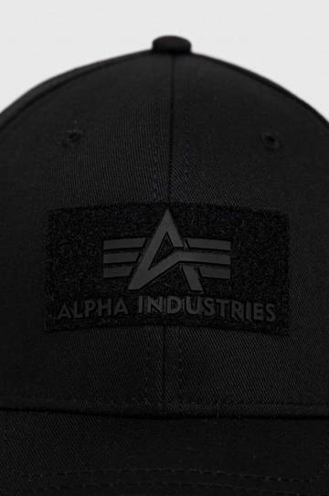 Хлопковая кепка Alpha Industries цвет чёрный с аппликацией 168903.03-Black Хлопковая кепка Alpha Industries цвет чёрный с аппликацией 168903.03-Black