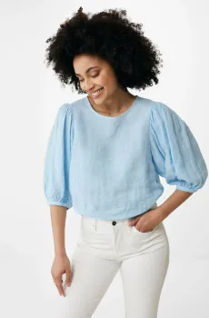 Женская голубая льняная блуза Голубой S Mexx SF2023033W