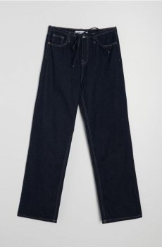 Джинси wide straight з домішкою льону - steel blue